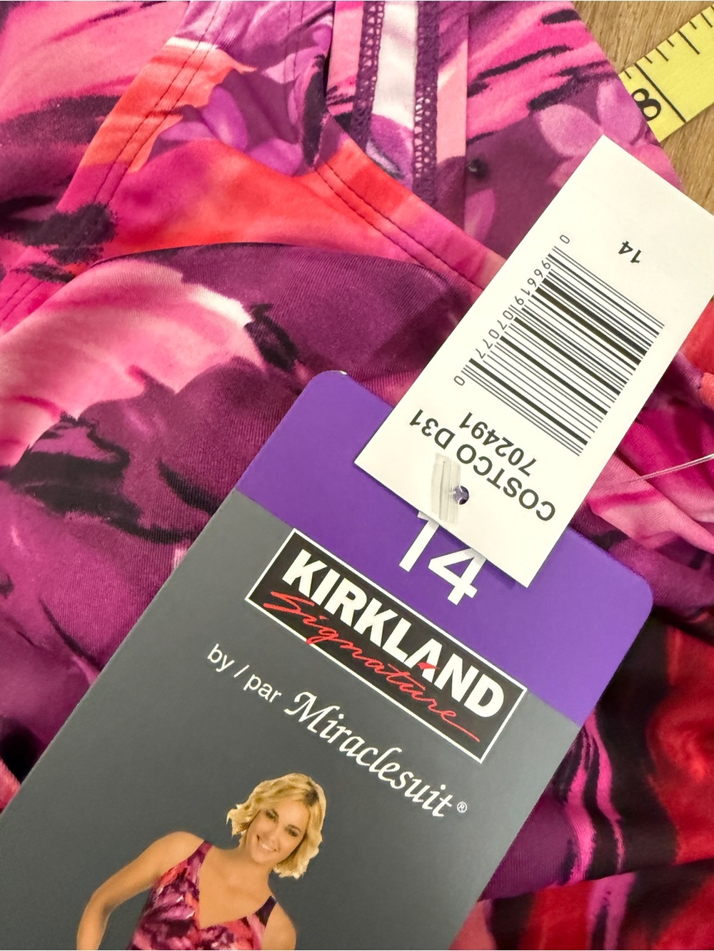 NWT Kirkland by Miraclesuit Pink Abstract Swim Suit Slimming 14 - Picture 6 of 6